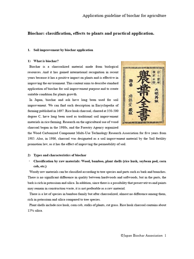 Application Guideline of Biochar For Agriculture | PDF | Soil | Agriculture