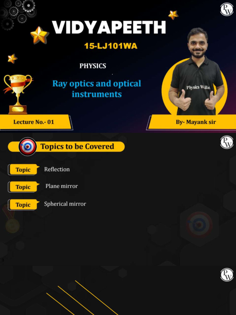 Ray Optics and Optical Instruments - 01 - Class Notes - 15-LJ101WA | PDF
