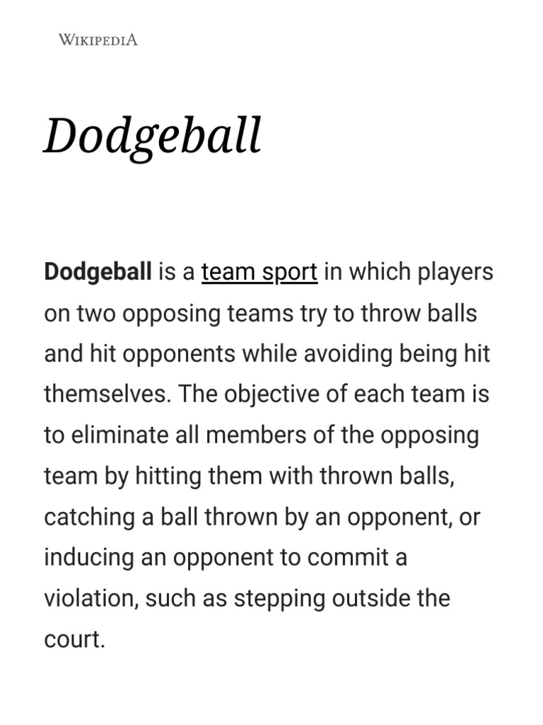 Dodgeball - Wikipedia | PDF | Sports | Ball Games