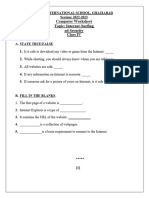 Computer Worksheet Topic: Internet-Surfing Ad Security Class IV