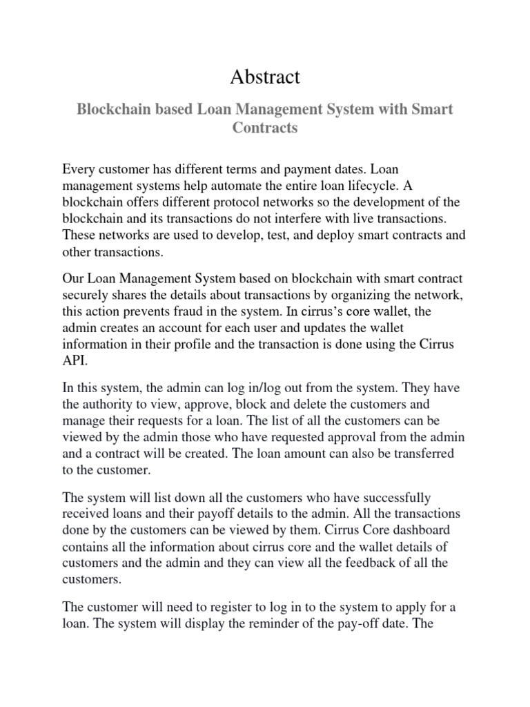 Blockchain Loan Management System | PDF