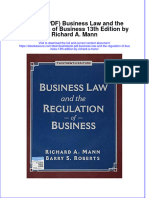 Ebook PDF Business Law and The Regulation of Business 13th Edition by Richard A Mann PDF