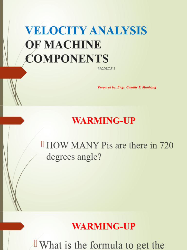 Velocity Analysis of Machine Components | PDF | Velocity | Angle