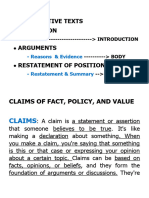 Claim of Fact, Policy, and Value