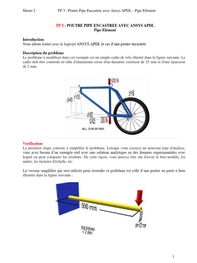 TP3 Poutre Pipe Encastree Apdl | PDF | Flexion (matériau) | Sciences ...