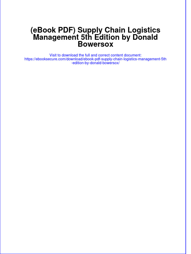 Ebook PDF Supply Chain Logistics Management 5th Edition by Donald