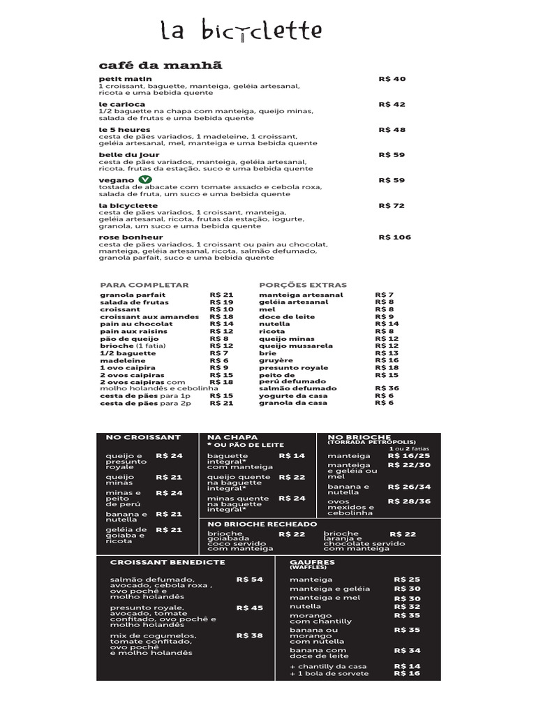 POR - Menu - La Bicyclette | PDF | Pesto | Alimentos