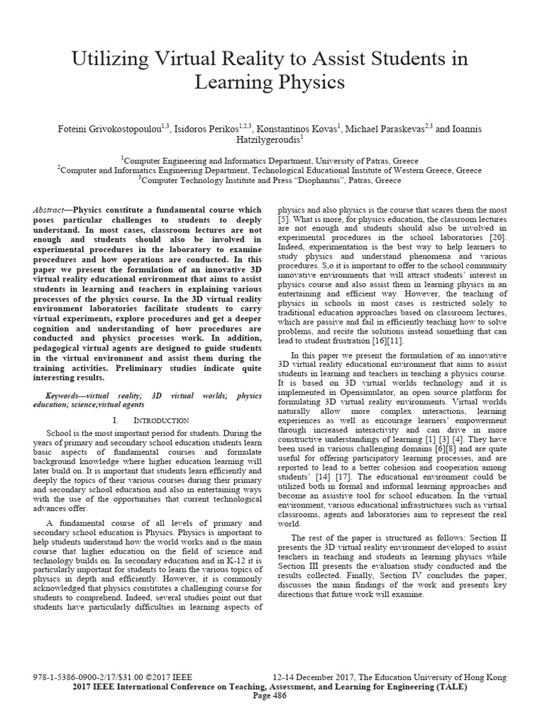 Virtual Reality in Physics Education | PDF | Learning | Physics