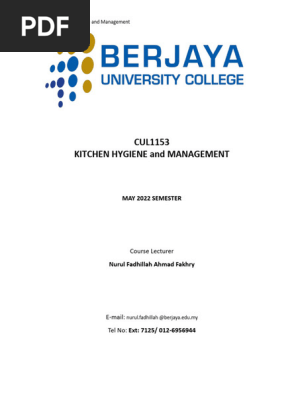 CUL1153 Kitchen Hygiene (SLT GXY) Assignment