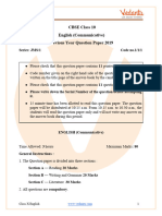 CBSE Class 10 English Communicative Question Paper 2019 - Free PDF