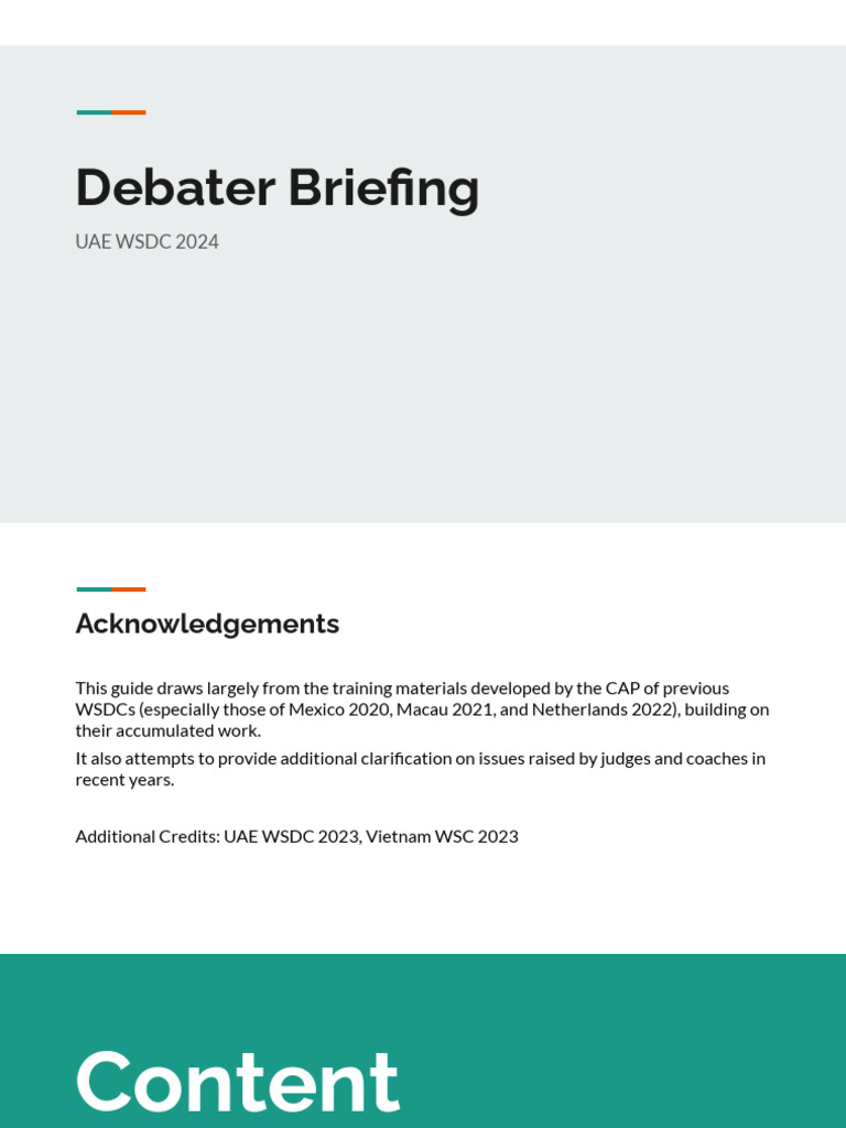 WSDC 2024 Debater Briefing Guide | PDF | Career & Growth