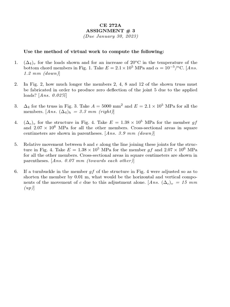 Virtual Work Method for Truss Analysis | PDF | Truss | Components