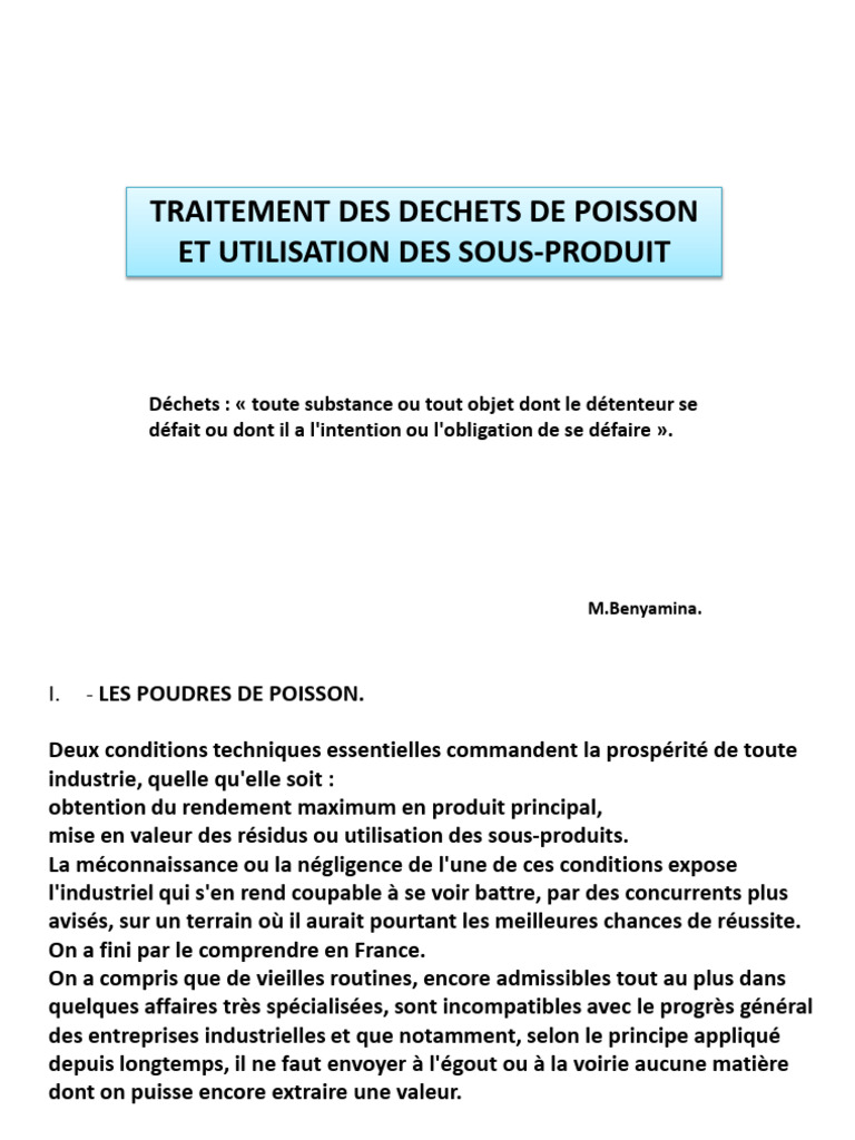 Valorisation des déchets de poisson | PDF | Hydrolyse | Nourritures