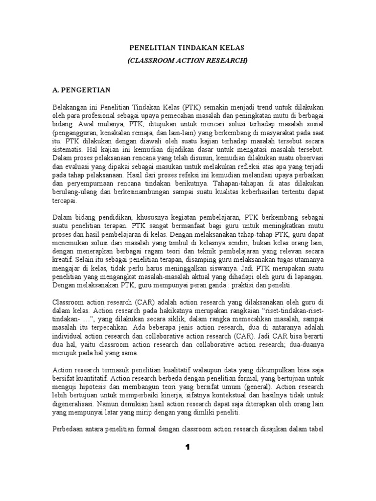 Penelitian Tindakan Kelas Ptk Amp Contoh Karya Tulis Ilmiah