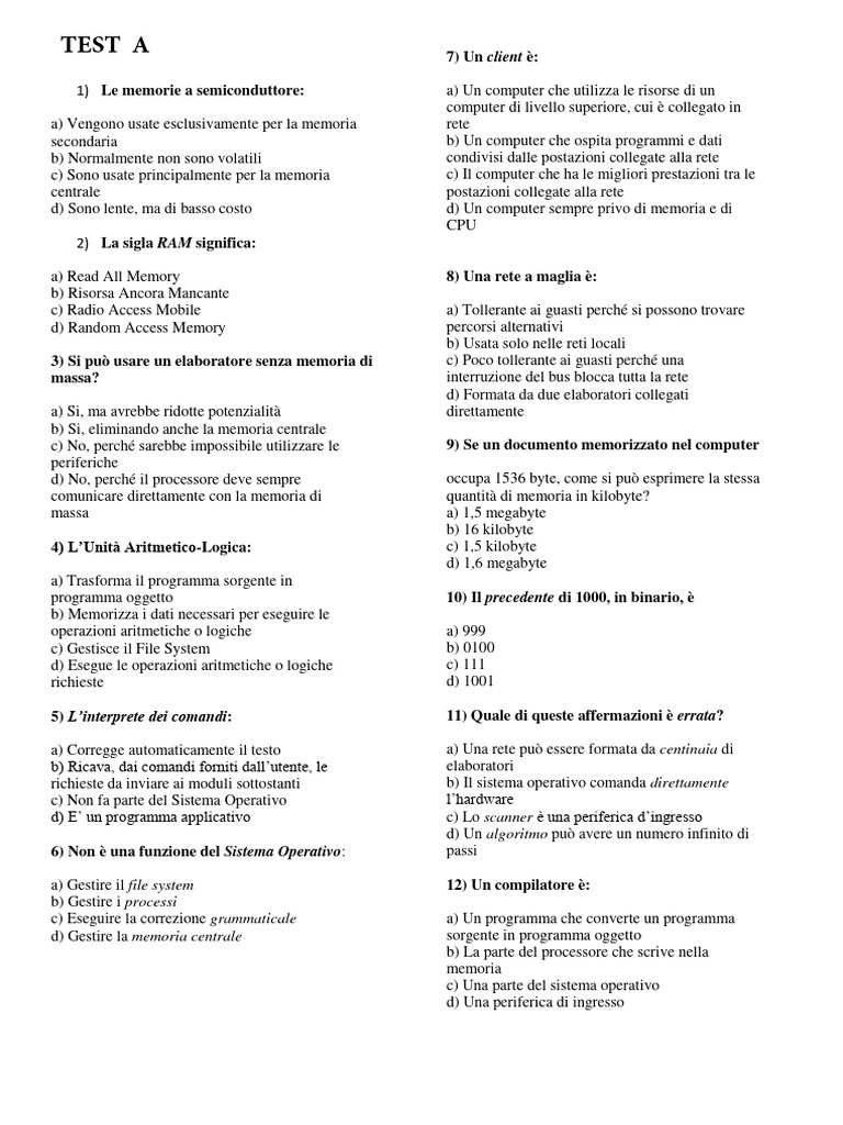 Test A 1 | PDF