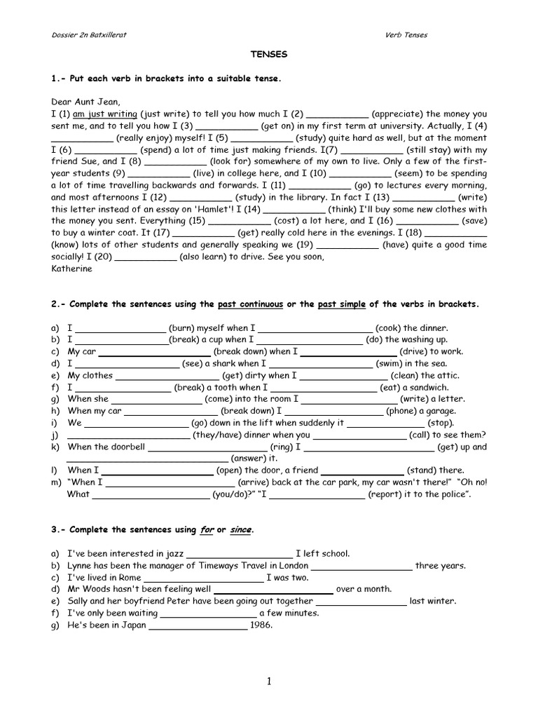 Advanced Verb Tenses Exercises | PDF