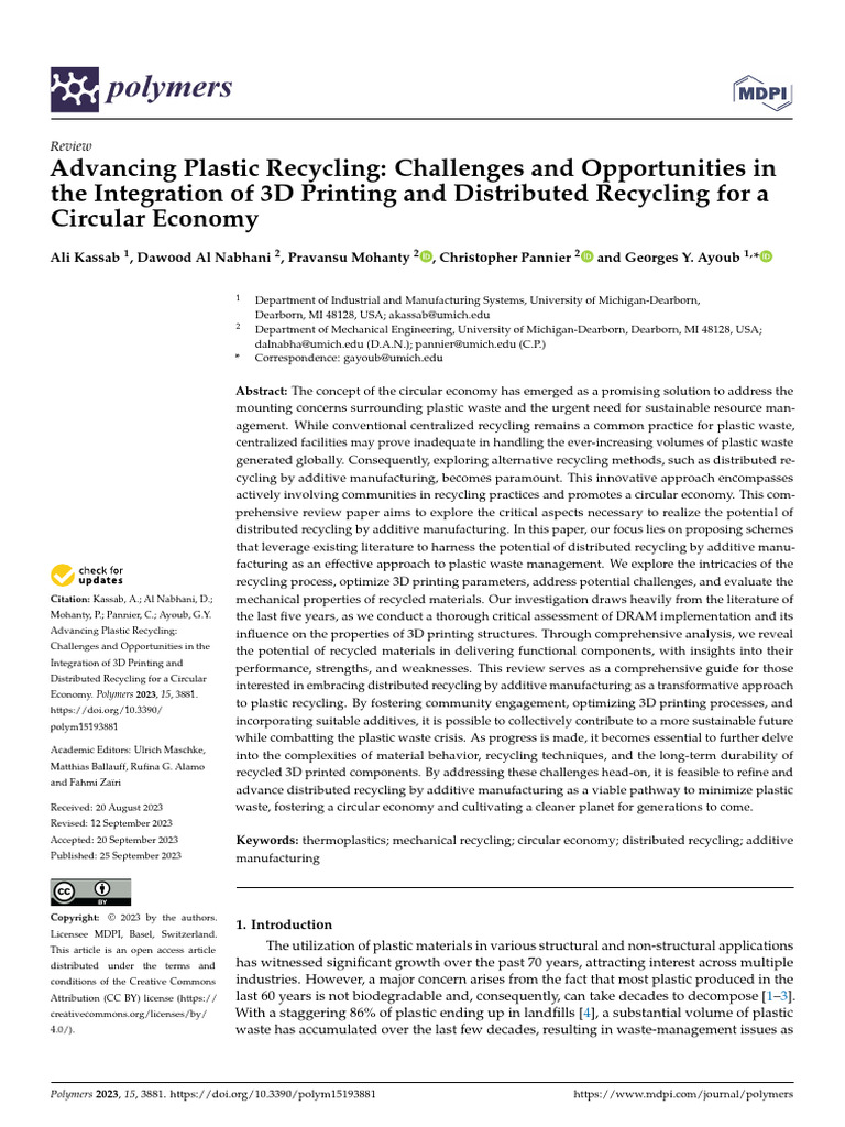 Polymers 15 03881 | PDF | Recycling | Plastic