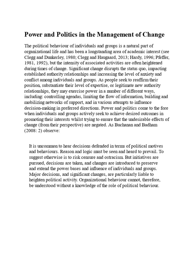 Power Dynamics in Organizational Change | PDF | Power (Social And ...