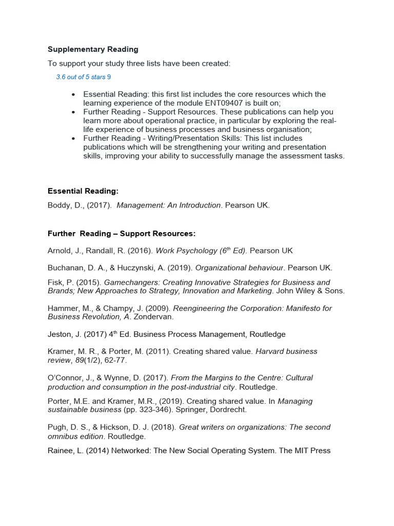 Essential and Further Reading Guide | PDF | Business | Economies