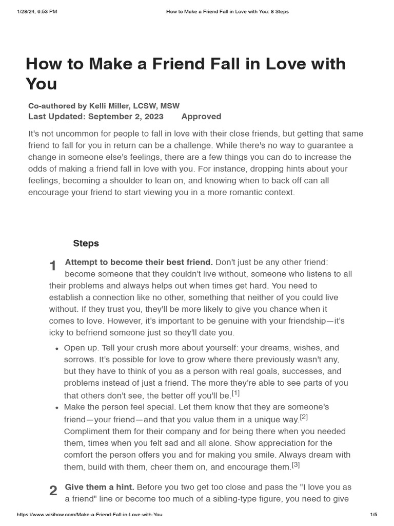 How to make a friend fall in love with you 8 steps pdf love