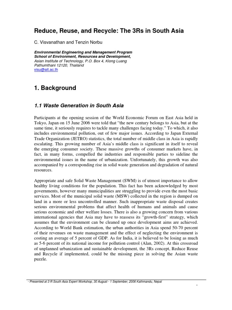 3Rs Waste Management in South Asia | PDF | Waste Management | Municipal ...
