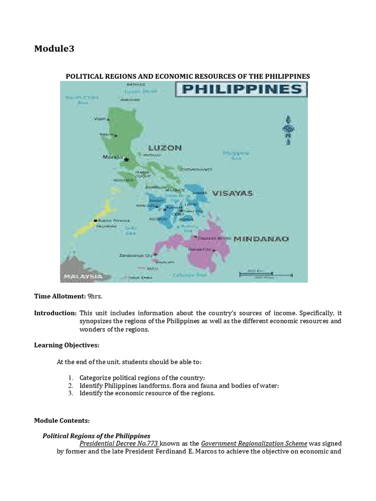 Political Regions and Economic Resources of The Philippines | PDF ...