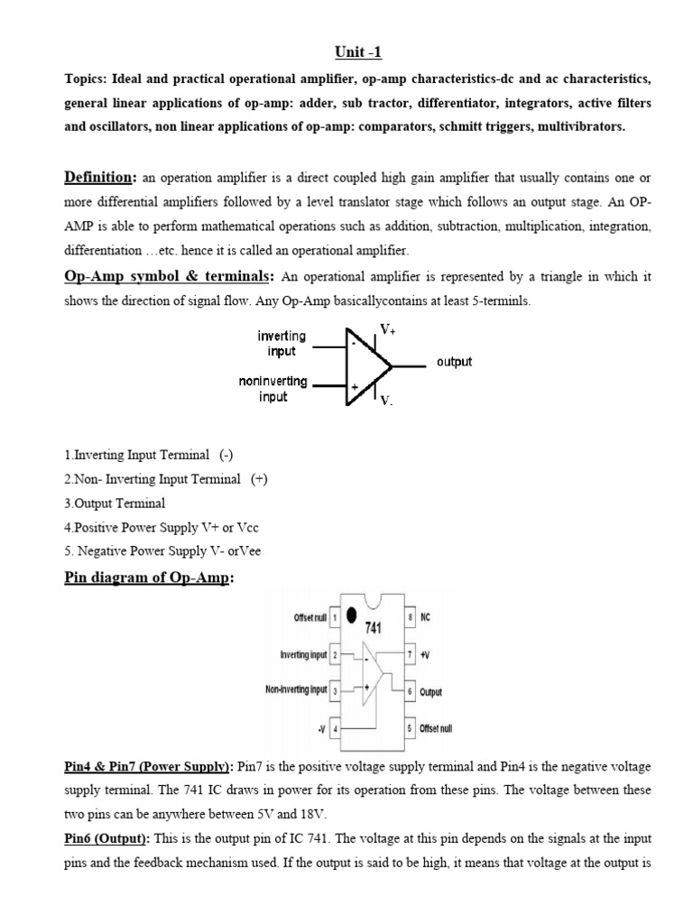 Op-Amp Characteristics & Applications | PDF | Operational Amplifier ...