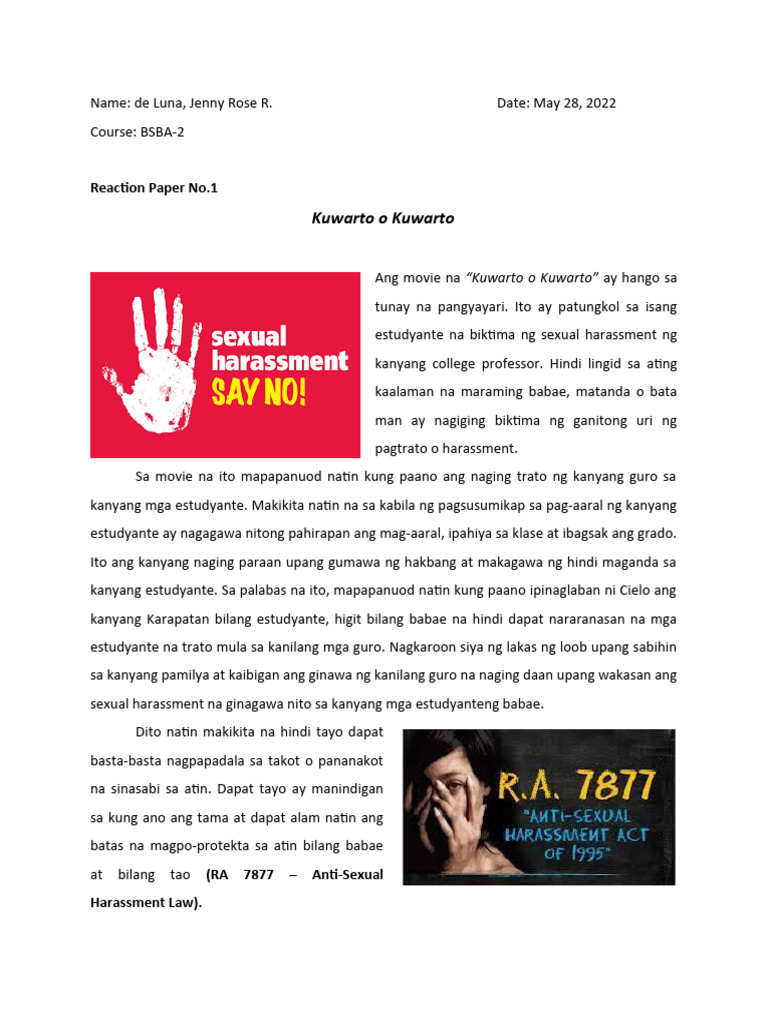 Reflection Paper No.1 (De Luna, Jenny Rose R.) | PDF