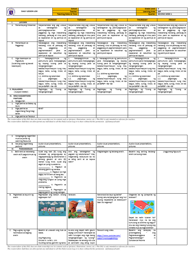 DLL - Esp 5 - Q2 Week 1 5 | PDF