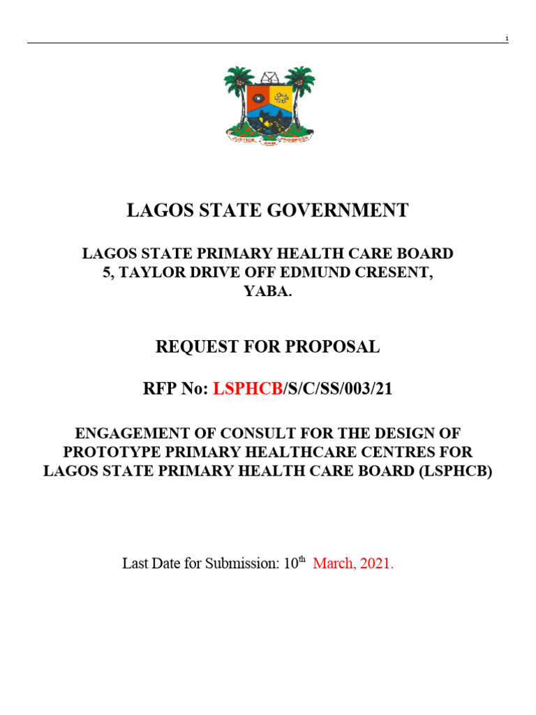 Lagos State Government: Request For Proposal RFP No: /S/C/SS/003/21 ...