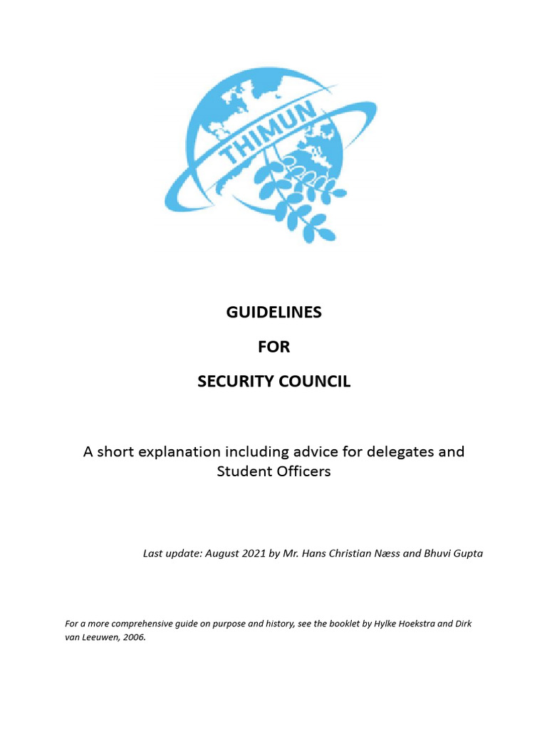 Updated THIMUN SC Guide 2021 | PDF | United Nations Security Council ...
