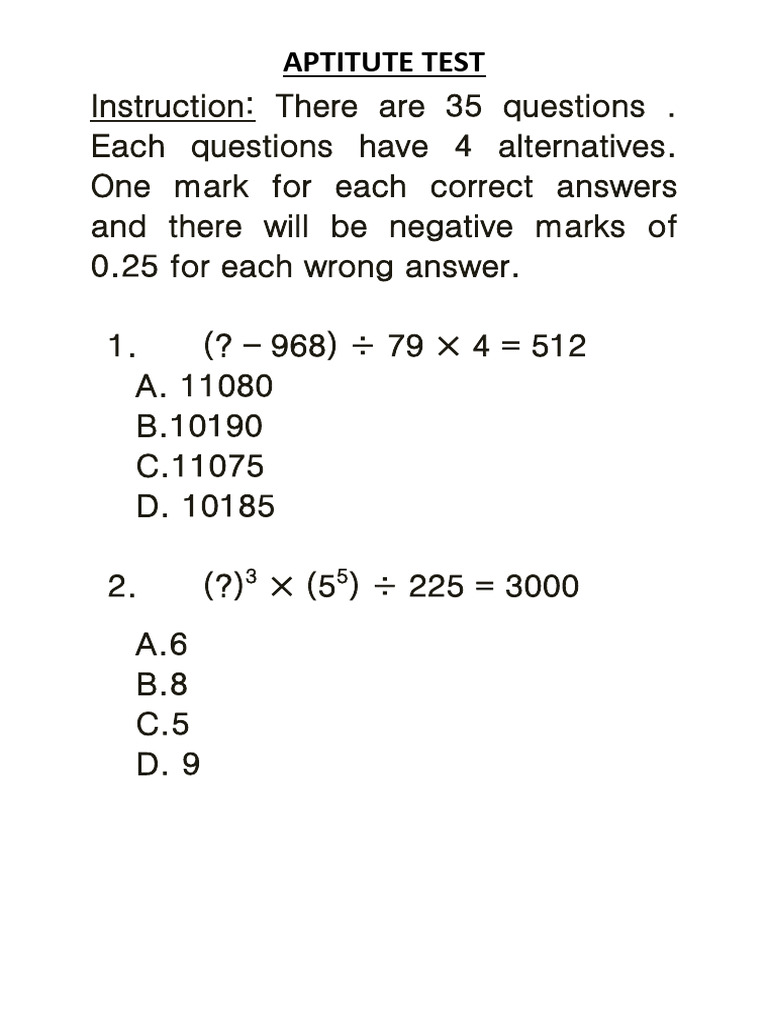 Quantitative Aptitude Test Questions | PDF | Quantity | Physical Quantities
