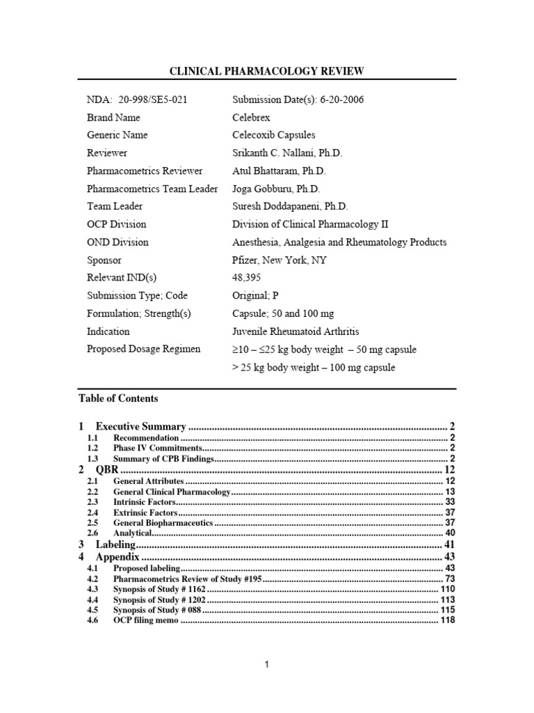N20998S021 Celecoxib Clinpharm BPCA | PDF | Clinical Trial ...