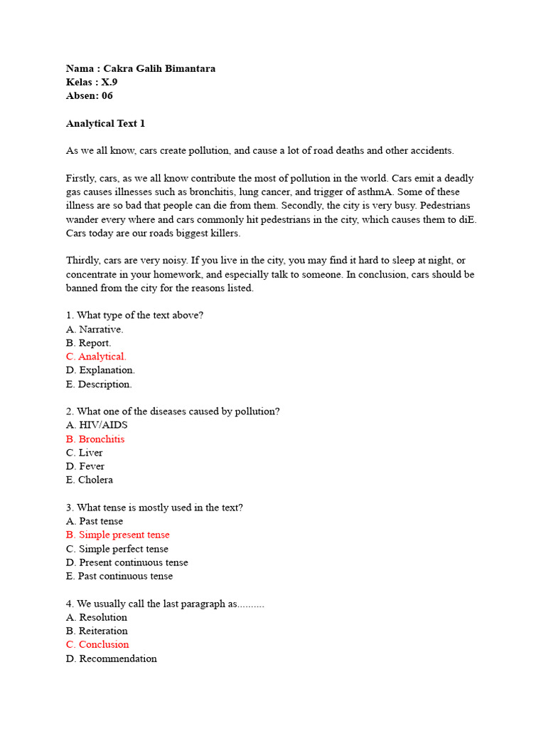 contoh soal analytical exposition text kelas 11