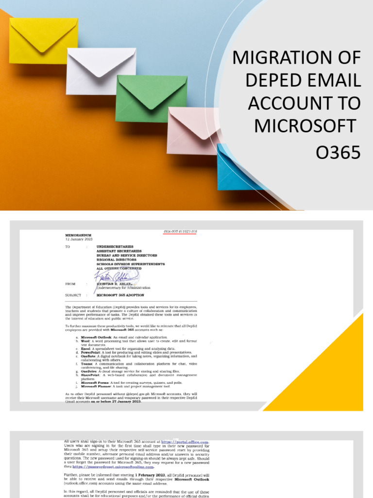 Migration of deped email account to microsoft pdf