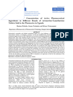 Determination of Concentration of Active Pharmaceutical Ingredients in Different Brands of ArtemetherLumefantrine Tablets Sold in The Pharmacies in Uganda