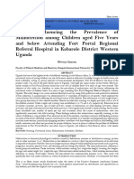 Factors Influencing The Prevalence of Malnutrition Among Children Aged Five Years and Below Attending Fort Portal Regional Referral Hospital in Kabarole District Western Ugand