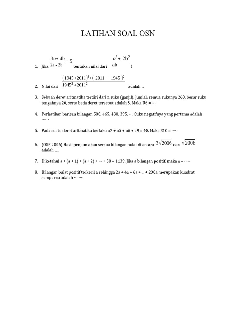 Soal Latihan OSN Matematika 2023 | PDF