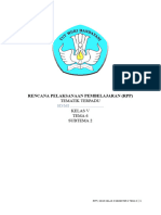 Rencana Pelaksanaan Pembelajaran (RPP) : Tematik Terpadu Kelas V Tema 6 Subtema 2