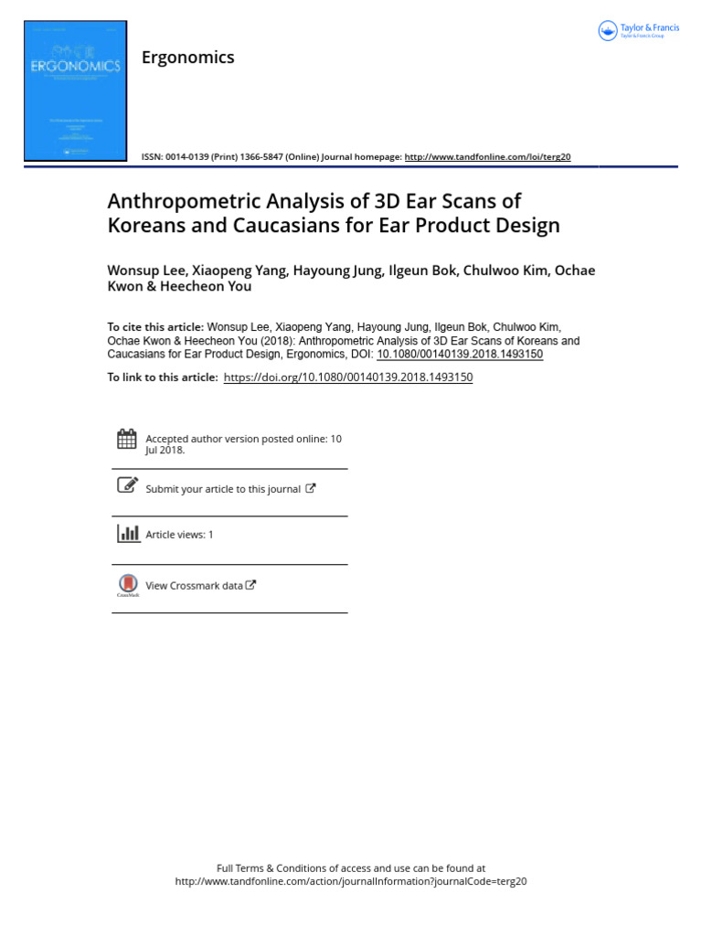 3D Ear Scan Analysis for Product Design | PDF | Anthropometry | Ear