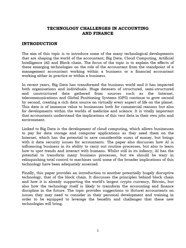 Technology Challenges in Accounting & Finance (IV) | PDF | Cloud ...