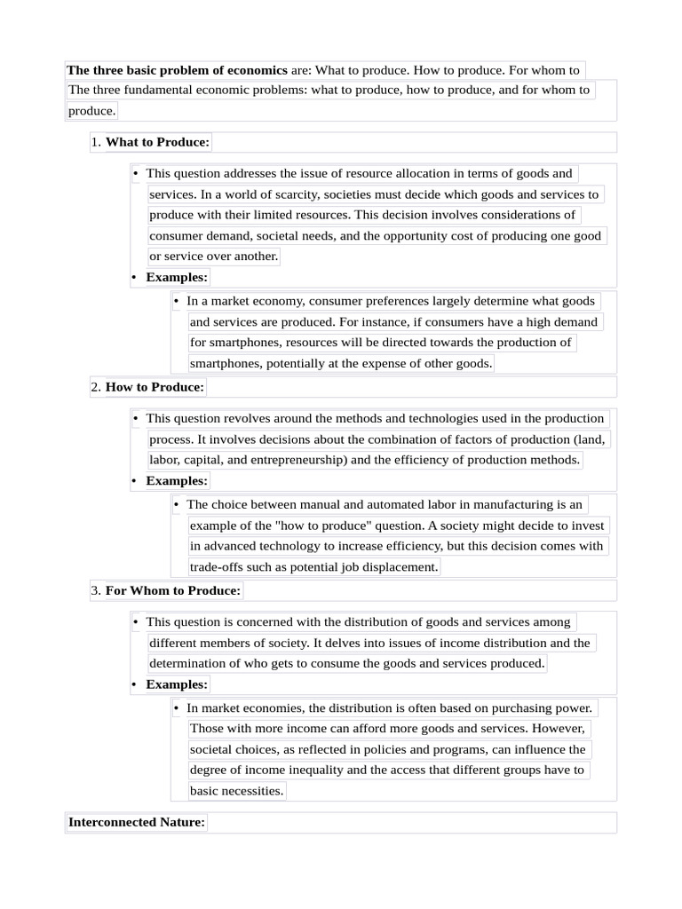 Three Fundamental Economic Problems | PDF | Economic System | Economics