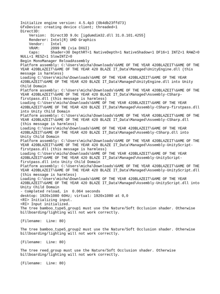 Output log pdf unity game engine computer hardware