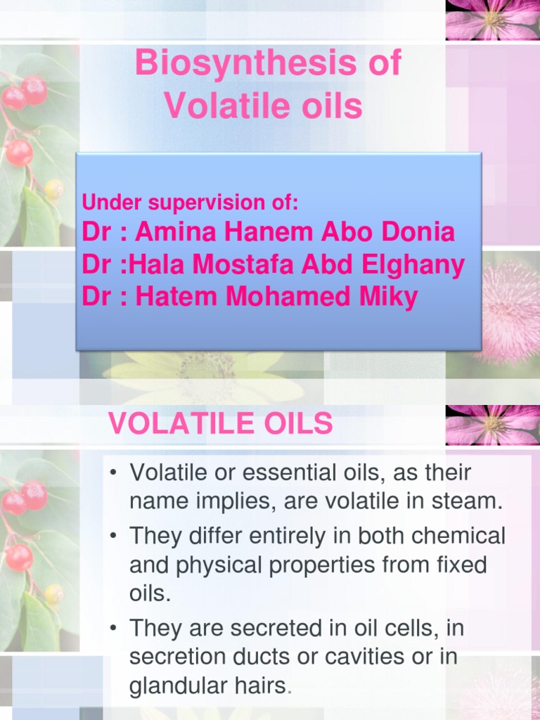 Bio Synthesis of Volatile Oils PDF Essential Oil Metabolic Pathway