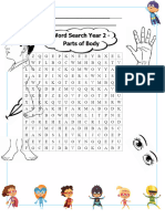 Word Search Year 2 Parts of Body