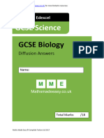 4.1.3.1 GCSE Biology AQAOCR EDEXCEL. Diffusion Answers