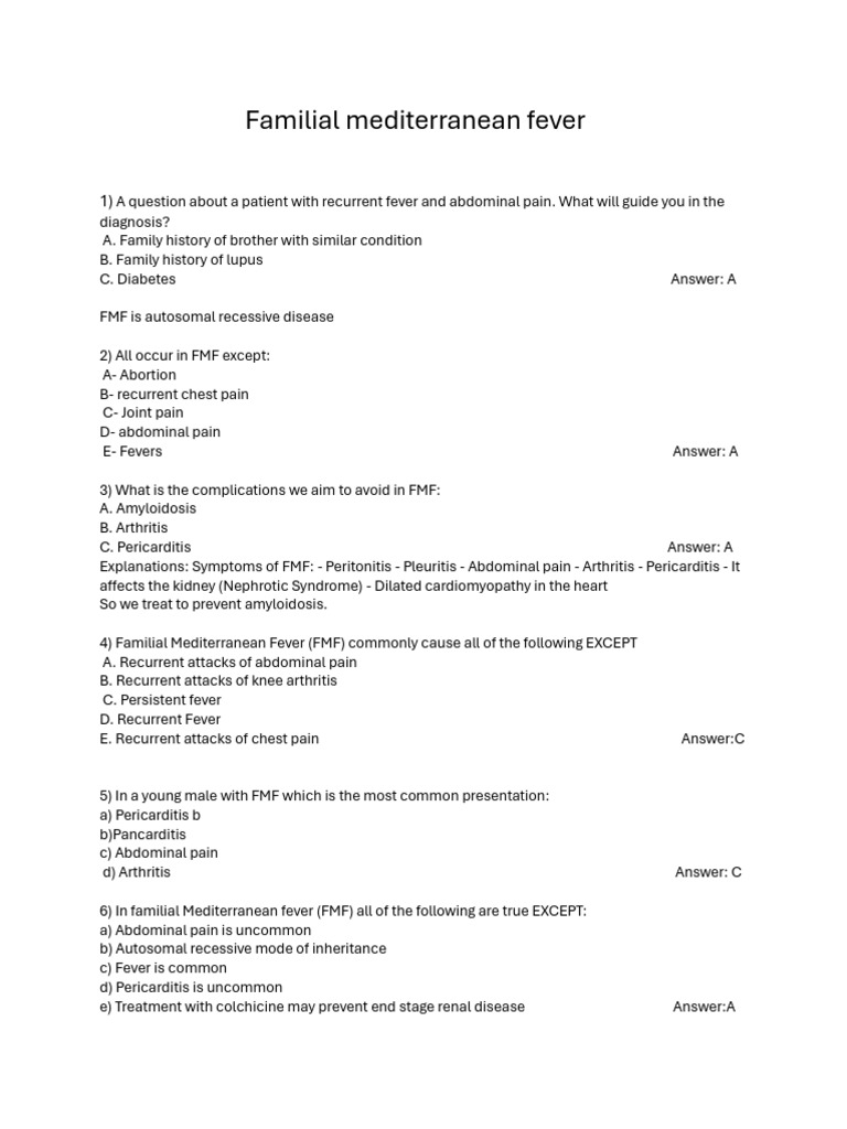 Familial Mediterranean Fever | PDF | Diseases And Disorders | Health ...