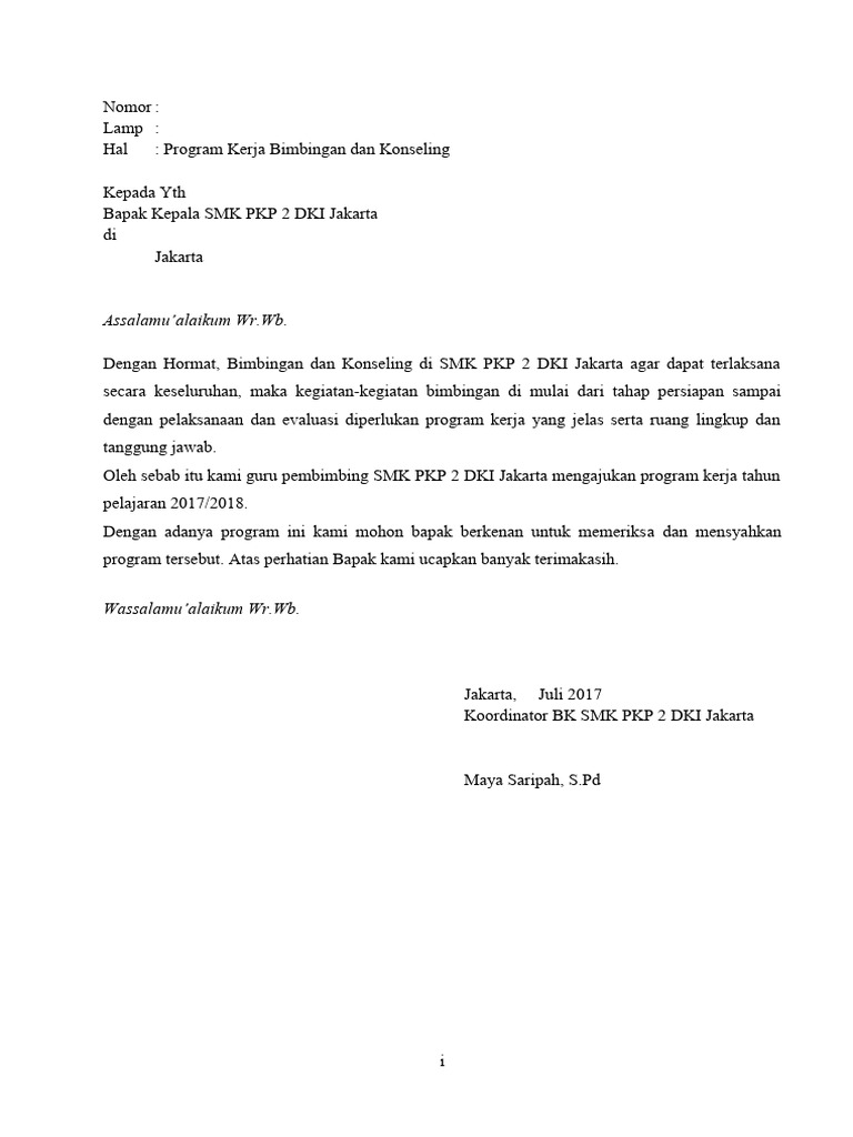 0 Pengantar Proker BK 2017 | PDF