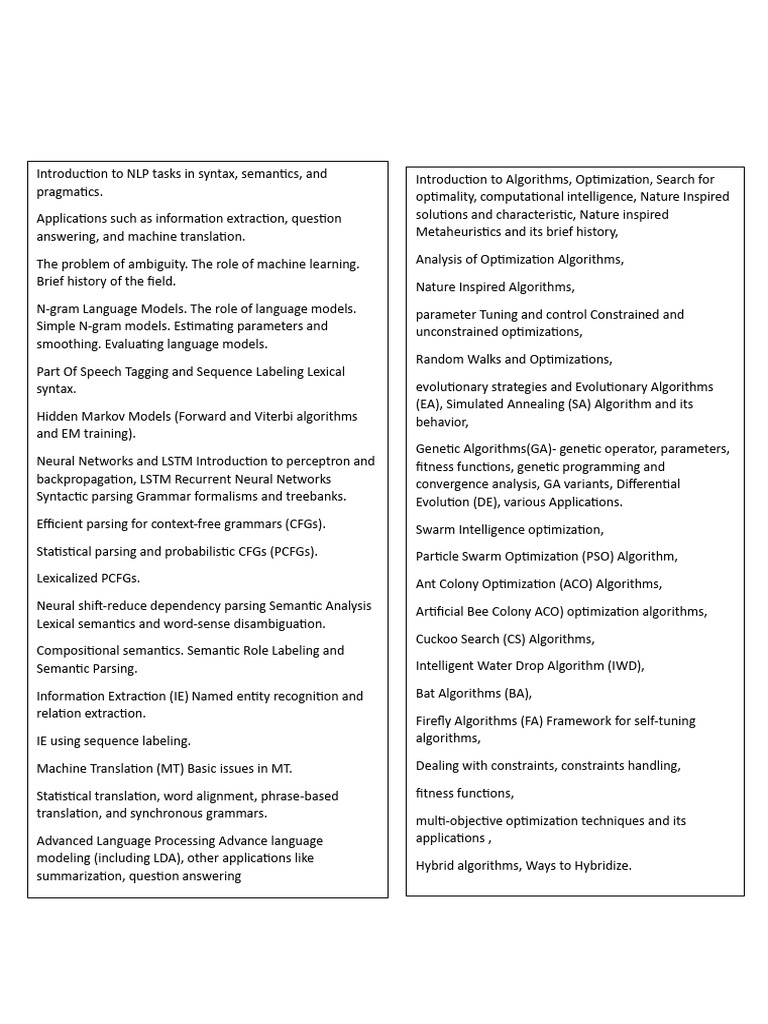 Comprehensive Guide to NLP, Algorithms, and Network Models | PDF ...