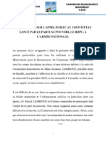 Declaration Sur L'appel Au Coup D'etat Du RDPC en Cas de Victoire Du MRC 3-9-2023 Version Finale